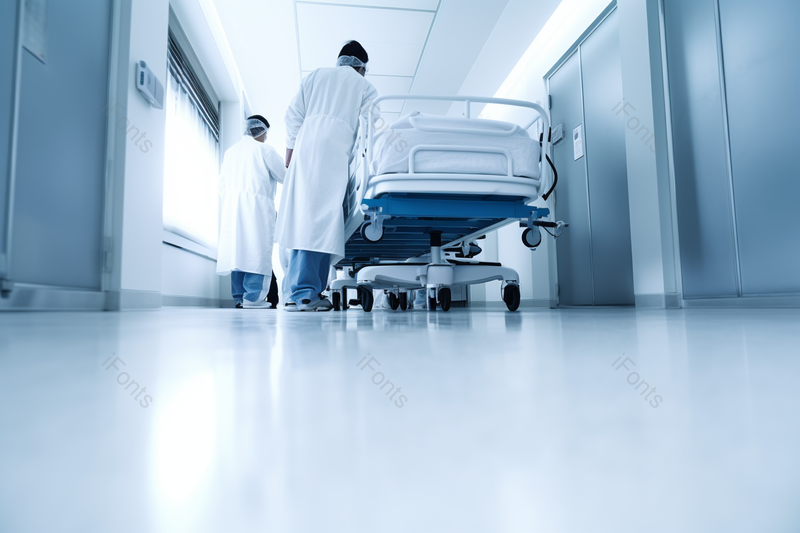 地面上仰视医院走廊病床,高清,摄影图,摄影图片,图片大全,摄影图免费下载